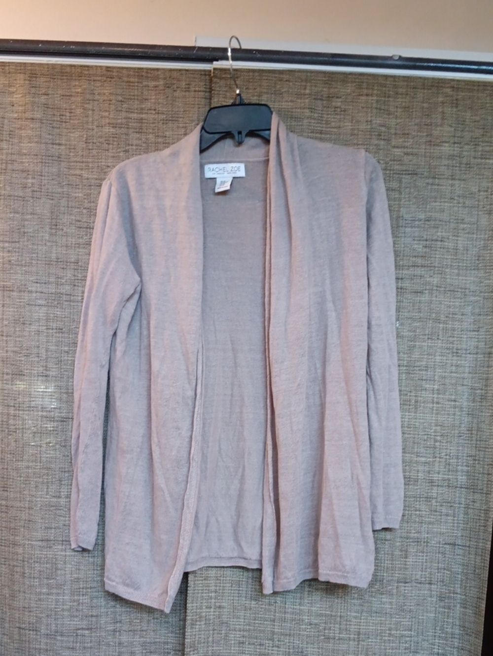 Rachel Zoe Open-Front Lightweight Linen Cardigan Taupe